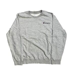 Champion Sweatshirt Mens Large Grey Pullover Crewneck Ribbed Hem Cuffs